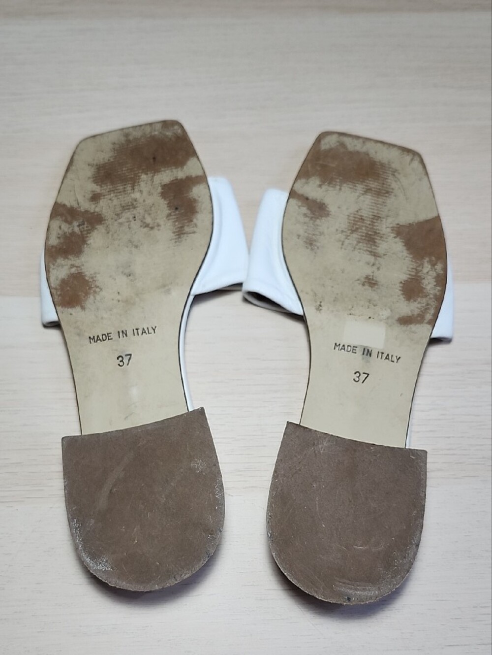 L'INTERVALLE White leather low block heel slide sandals - Picture 8 of 9